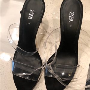 Zara strappy clear heels.
